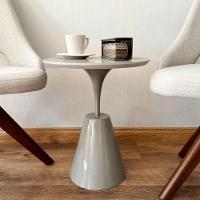 Mesa Lateral Cone Masp Redonda 30 Cm Tampo Cinza Base Cinza Cor Marrom - 2