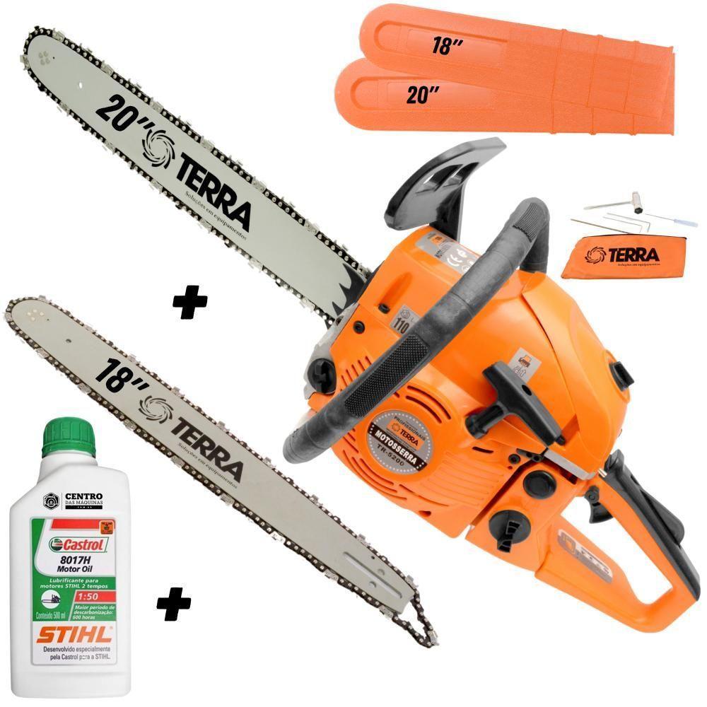 Moto Serra Motosserra Gasolina Terra Mt520 52cc + óleo Stihl - 1