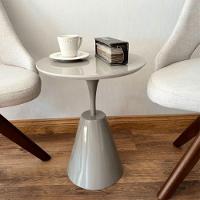 Mesa Lateral Cone Masp Redonda 40 Cm Tampo Cinza Base Cinza Cor Cinza - 3