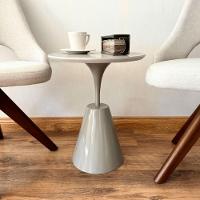 Mesa Lateral Cone Masp Redonda 40 Cm Tampo Cinza Base Cinza Cor Cinza