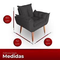 Poltrona Opala Para Sala Com Puff Reforçada Suede Cor Cinza - 2