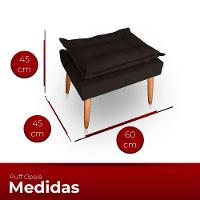 Poltrona Opala Para Sala Com Puff Reforçada Suede Cor Marrom - 3
