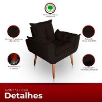 Poltrona Opala Para Sala Com Puff Reforçada Suede Cor Marrom - 5