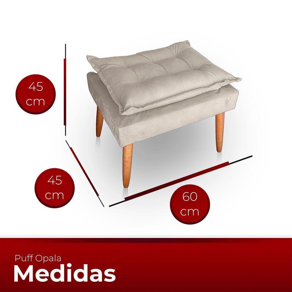 Poltrona Opala Para Sala Com Puff Reforçada Suede Cor Bege - 3