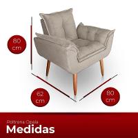Poltrona Opala Para Sala Com Puff Reforçada Suede Cor Bege - 2