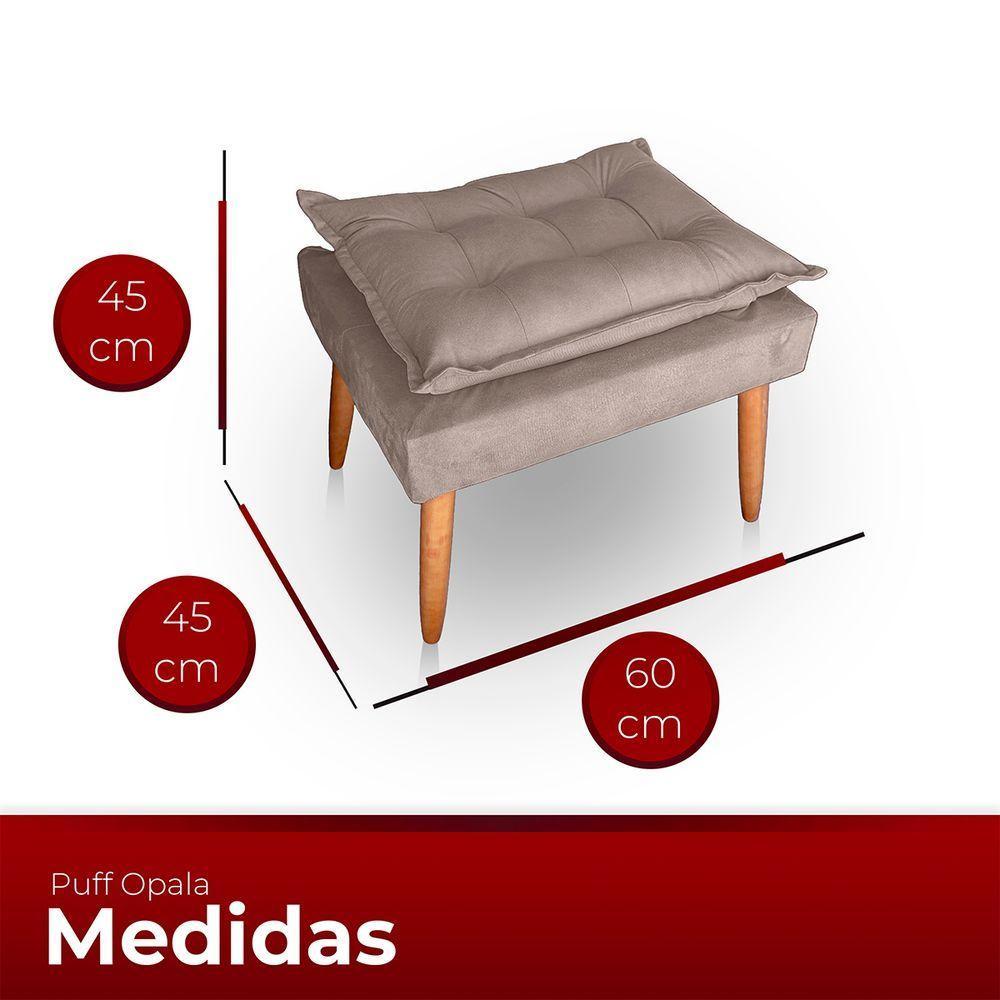 Poltrona Opala Para Sala Com Puff Reforçada Suede Cor Capuccino - 3