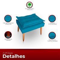 Poltrona Opala Para Sala Com Puff Reforçada Suede Cor Azul Turquesa