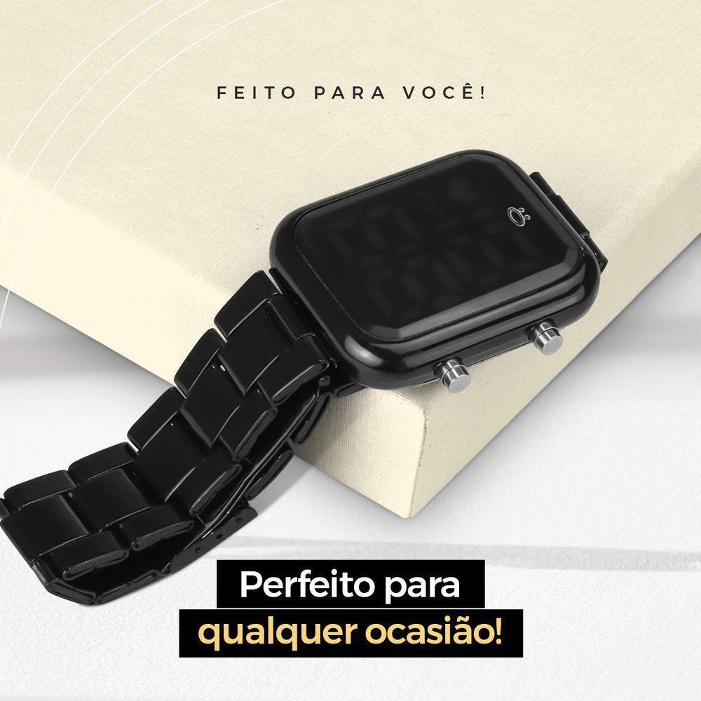 Relogio Feminino Digital Preto + Pulseira Pandora Casual Social Edição Limitada Qualidade Premium - 3