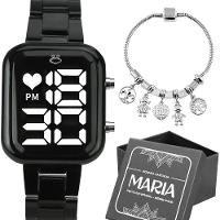 Relogio Feminino Digital Preto + Pulseira Pandora Casual Social Edição Limitada Qualidade Premium - 1