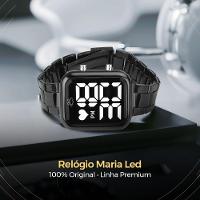 Relogio Feminino Digital Preto + Pulseira Pandora Casual Social Edição Limitada Qualidade Premium