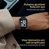 Relogio Feminino Digital Preto + Pulseira Pandora Casual Social Edição Limitada Qualidade Premium - 6