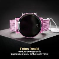 Relogio Feminino Aço Silicone Digital Rosa Led + Pulseira - 2