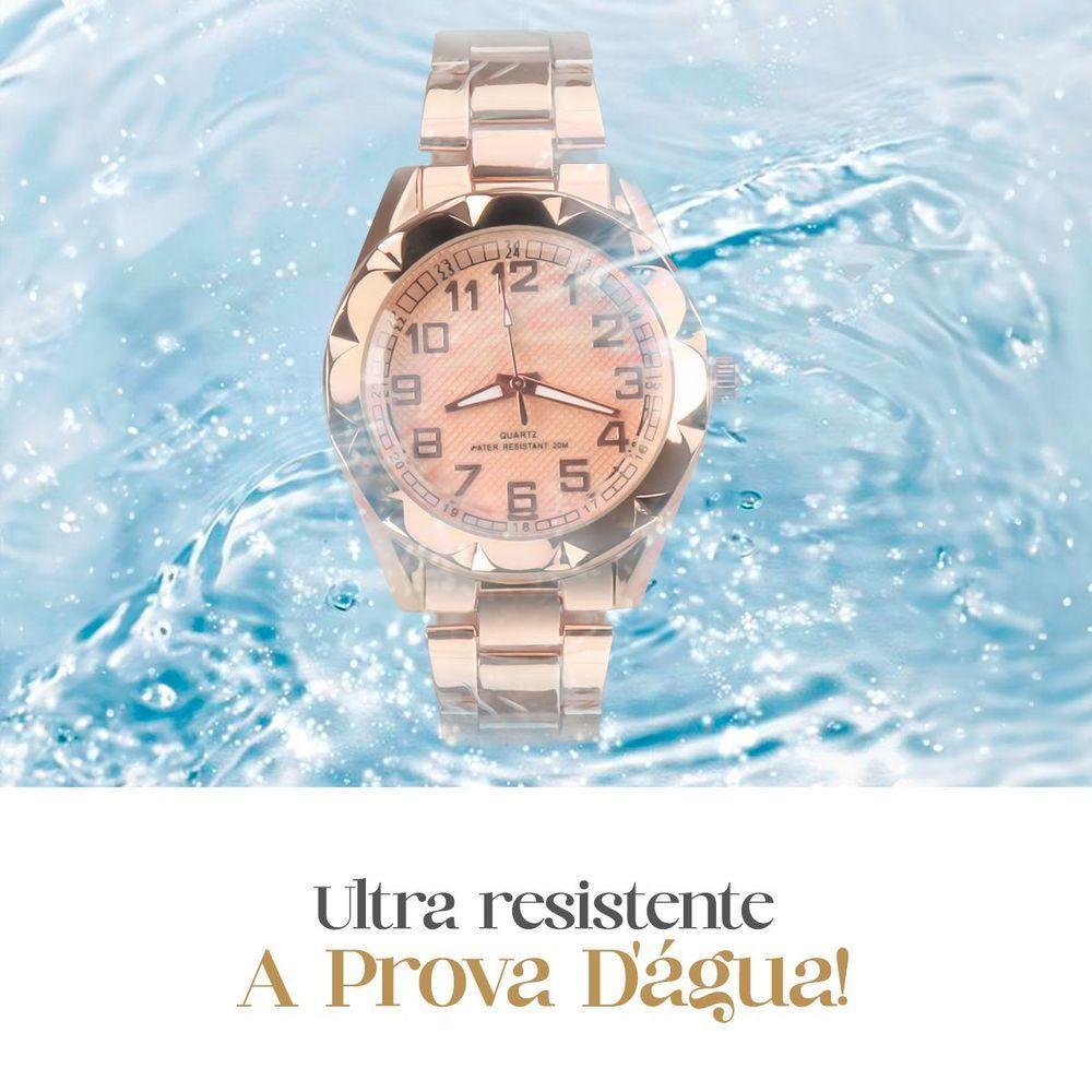 Relogio Aço Banhado Feminino Prova Dagua Premium + Caixa Moda Social Casual Original Presente - 7