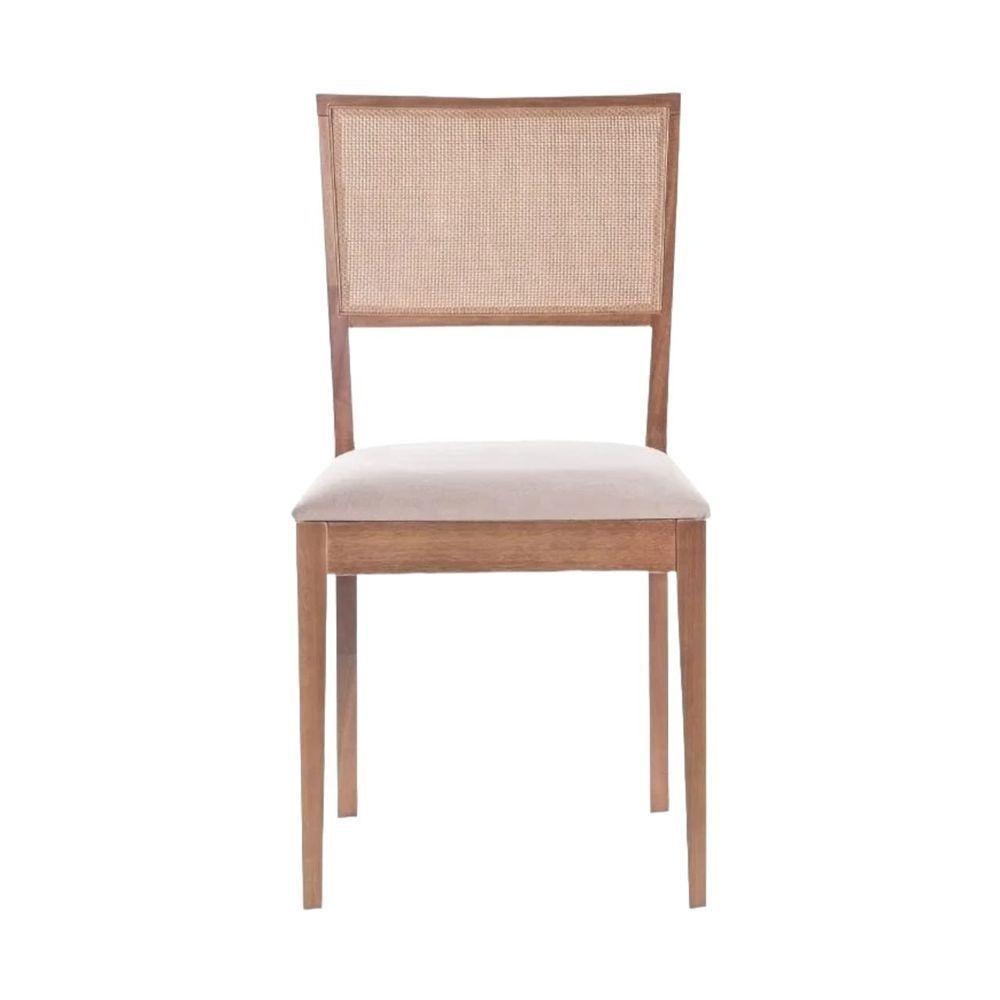 Kit 2 Cadeira íris Estofada Madeira Maciça Eucalipto Linho Branco - 2