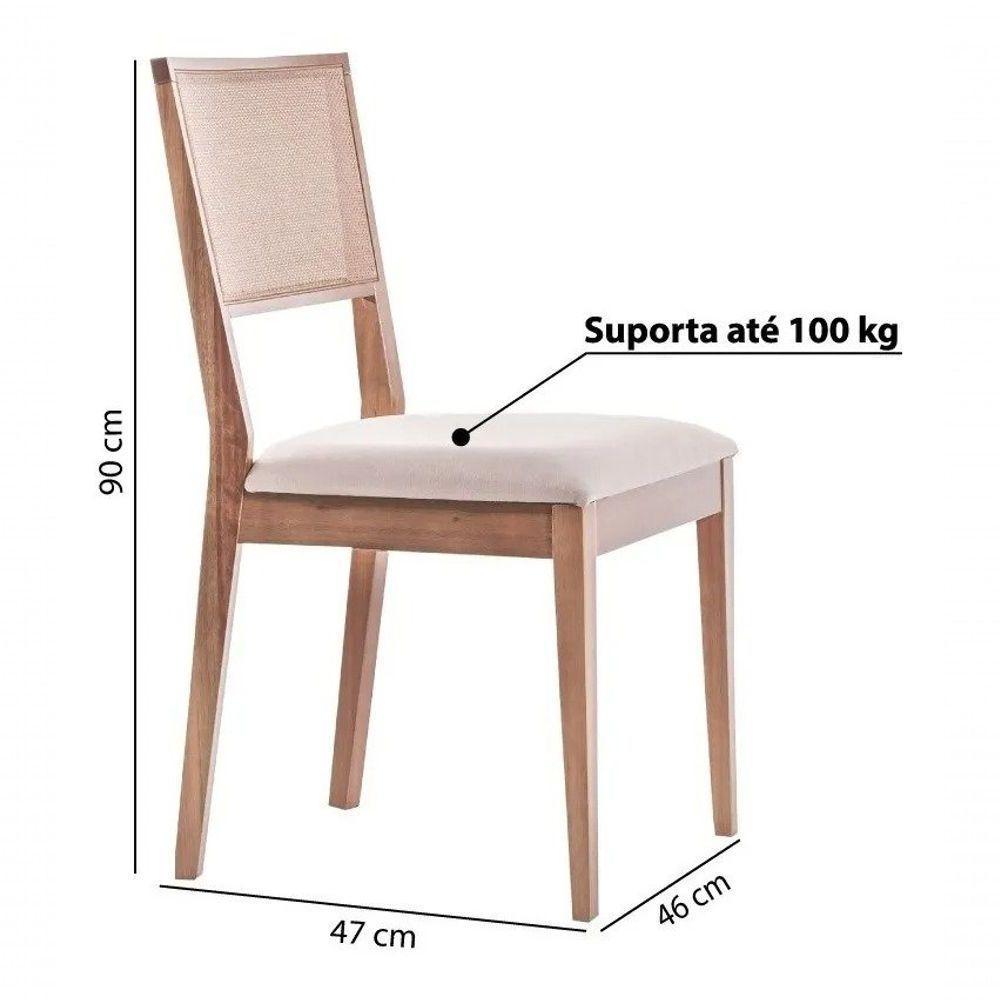 Kit 2 Cadeira íris Estofada Madeira Maciça Eucalipto Linho Branco - 3