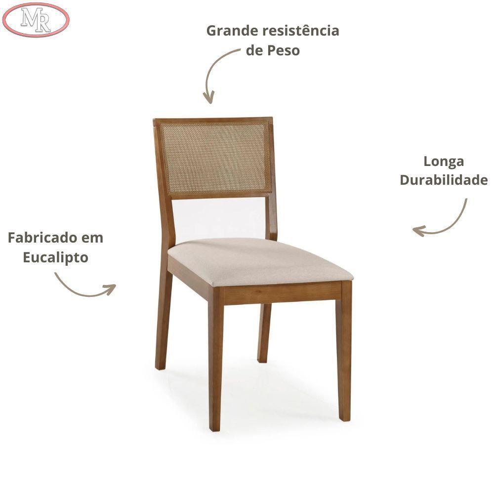 Kit 2 Cadeira íris Estofada Madeira Maciça Eucalipto Linho Branco - 4