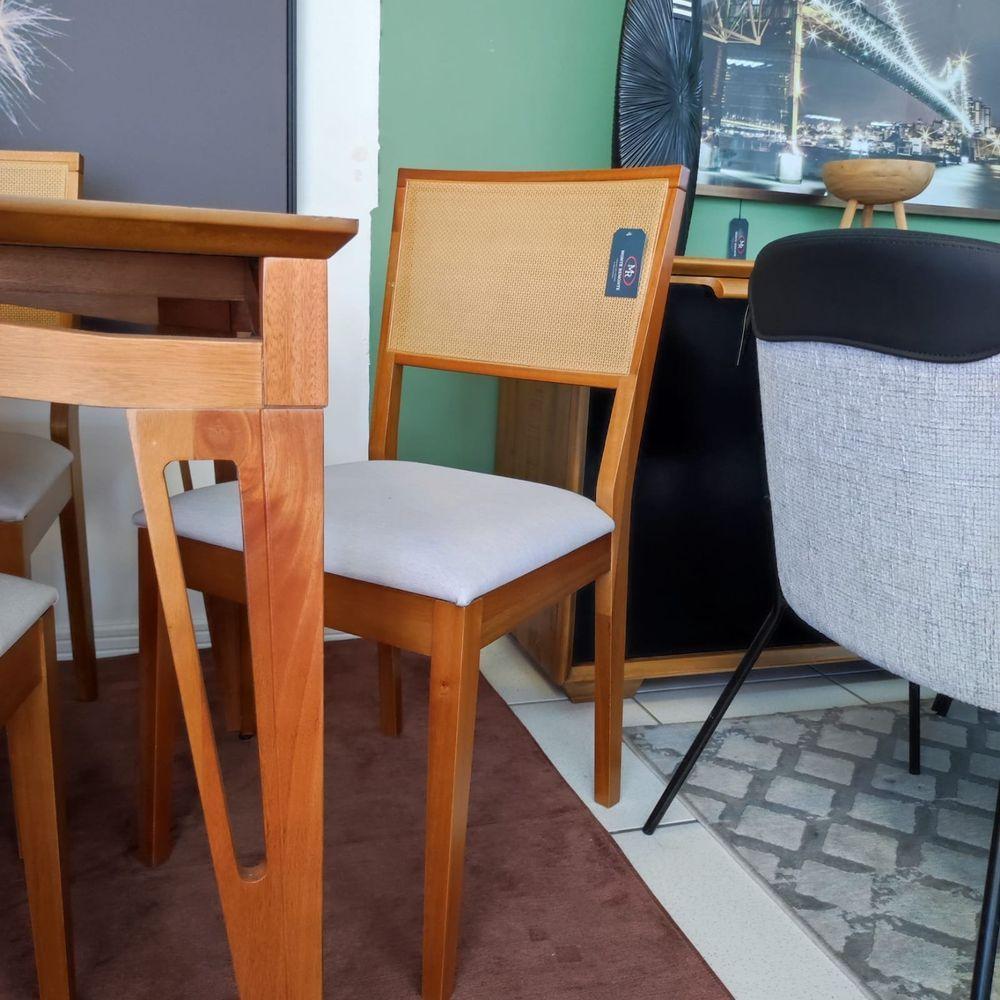 Kit 2 Cadeira íris Estofada Madeira Maciça Eucalipto Linho Branco - 5