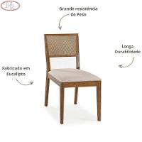Kit 2 Cadeira íris Estofada Madeira Maciça Eucalipto Linho Branco