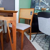 Kit 2 Cadeira íris Estofada Madeira Maciça Eucalipto Linho Branco - 5