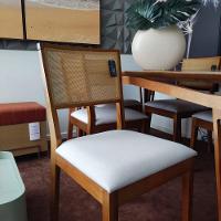 Kit 2 Cadeira íris Estofada Madeira Maciça Eucalipto Linho Branco - 6