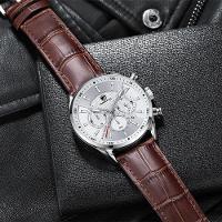 Relógio Quartzo Casual Masculino Impermeável, Data Cheetah Prata - 3