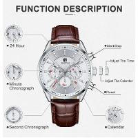 Relógio Quartzo Casual Masculino Impermeável, Data Cheetah Prata