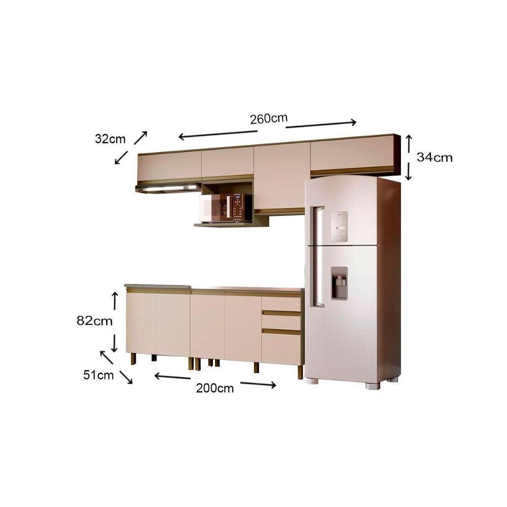 Cozinha Completa Connect 8 Peças (4 Armários + 2 Balcões + 2 Complementos) C8p11 Duna/cristal - Henn - 6