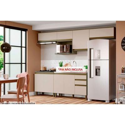 Kit de Cozinha Completa 8 Peças Connect 5 Portas 2 Gavetas MDF Branco