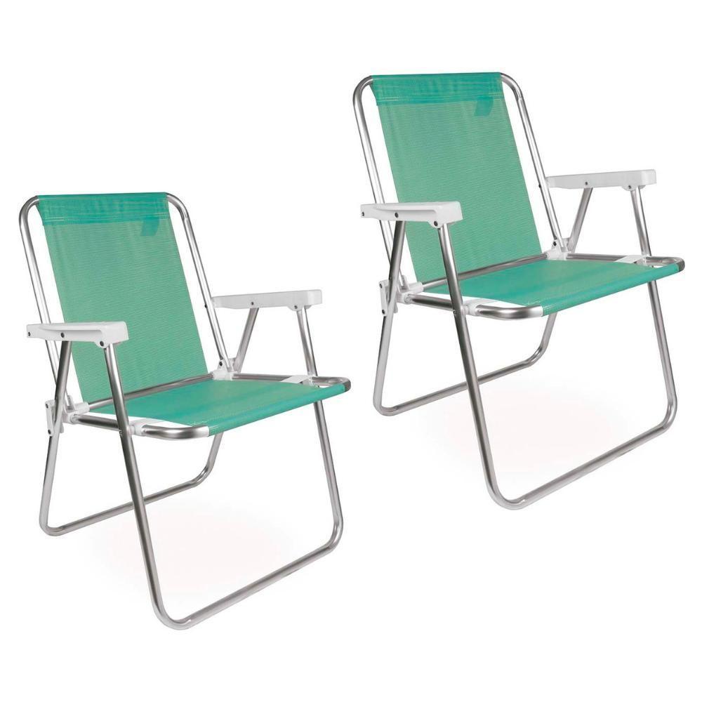 Kit 2 Cadeira De Praia Alta Sannet Alumínio Mor Anis - 1