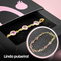 Relogio Feminino Dourado Aço + Colar Coração + Pulseira Qualidade Premium Social Presente Casual - 3