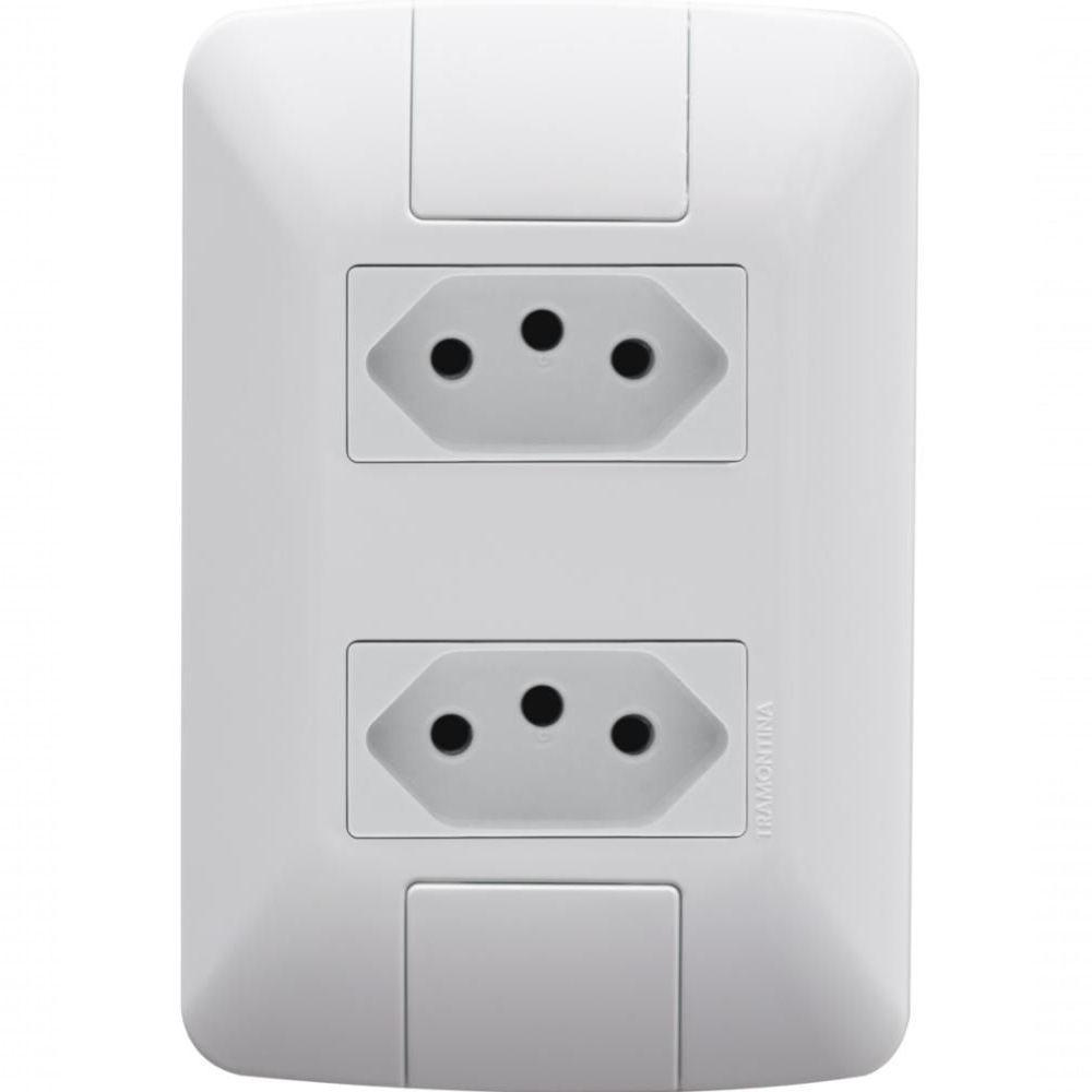 Kit 4 Conjunto 4x2 2 Tomadas 2p+t Tramontina Aria 10a 250v Branco - 1