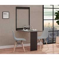 Conjunto De Mesa Dobrável Retrátil 100cm Preta Com 2 Cadeiras Eiffel - Cinza - 1