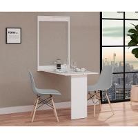 Conjunto De Mesa Dobrável Retrátil 100cm Branca Com 2 Cadeiras Eiffel - Cinza - 1