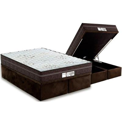 Cama Box Baú Queen: Colchão Molas Ensacadas Probel Evolution + Base Brown(158X198)