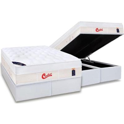 Cama Box Baú King: Colchão Molas Castor Pocket Gold Star Vitagel Max + Base White(193X203)