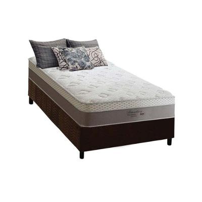 Cama Box Solteiro: Colchão Molas Masterpocket Ensacadas Anjos Sensation + Base Marrom(88X188)