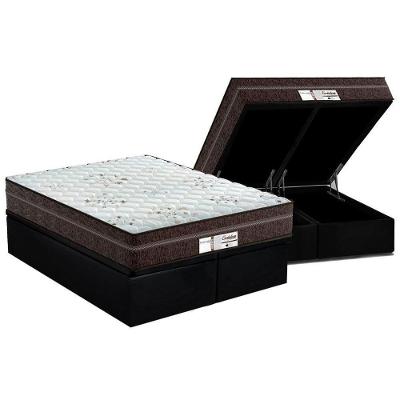 Cama Box Baú Queen: Colchão Molas Ensacadas Probel Masterpocket Evolution + Base Black(158X198)
