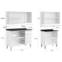 Cozinha Modulada Bertolini Evidence  8 Peças (3 Armários + 3 Balcões + 2 Paneleiros) C8P23 Branco - 3