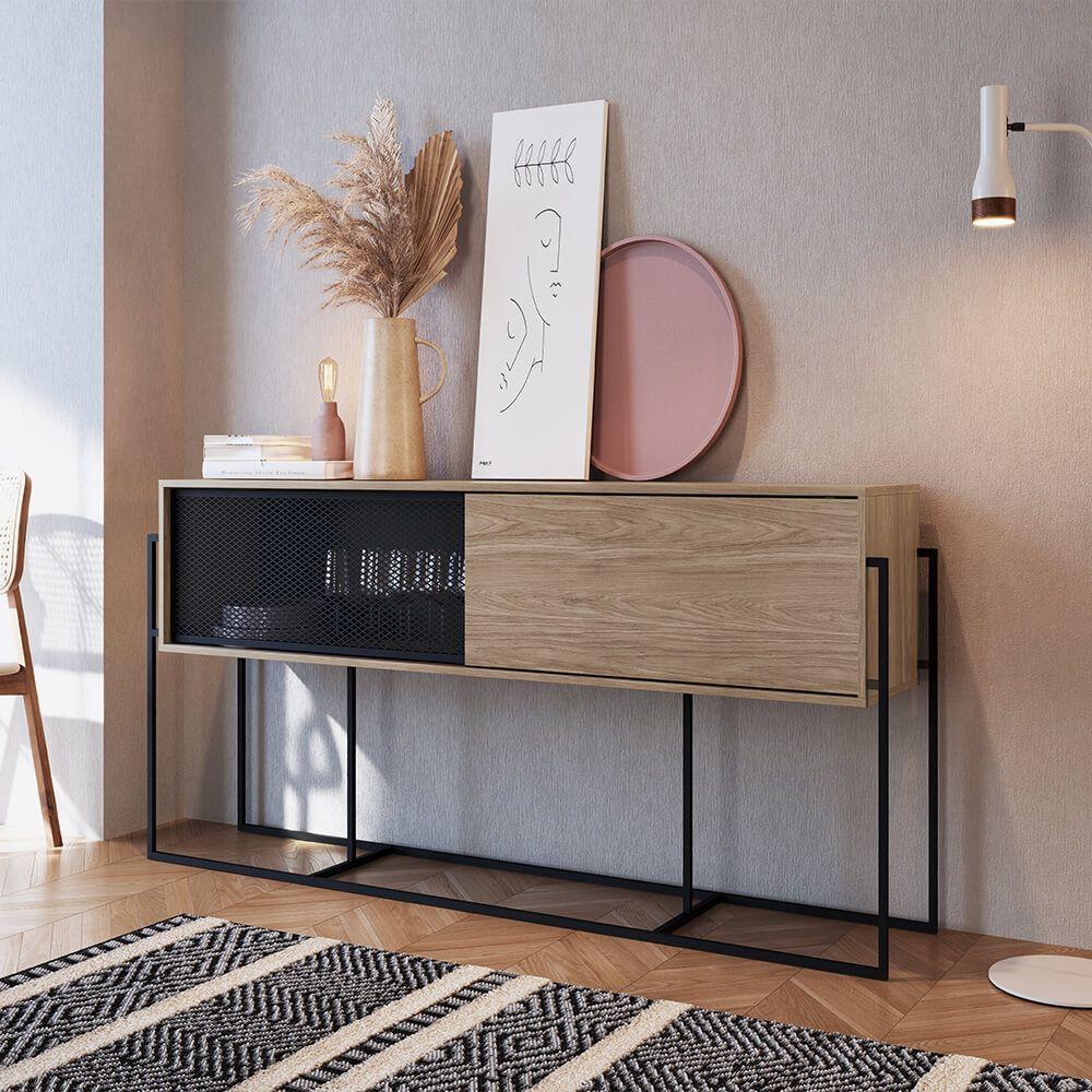 Balcão Buffet York 100cm Estrutura Preto Fosco - Hanover - 6