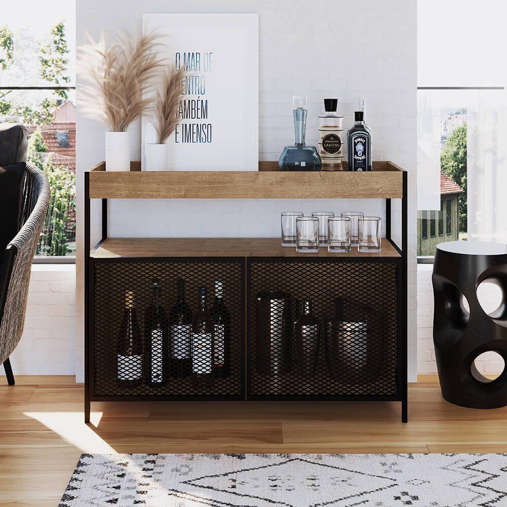 Buffet Bar York 100cm Estrutura Preto Fosco - Vermont - 3