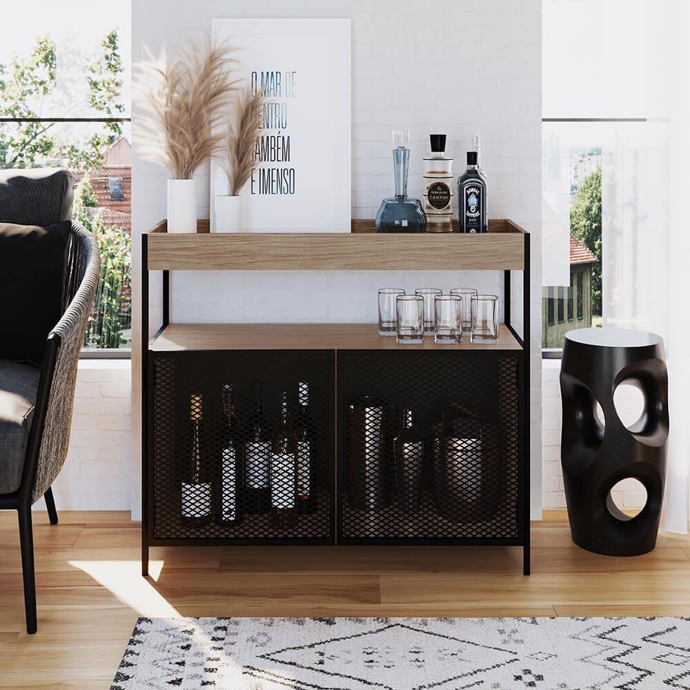 Buffet Bar York 100cm Estrutura Preto Fosco - Hanover - 3