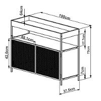 Buffet Bar York 100cm Estrutura Preto Fosco - Hanover - 2