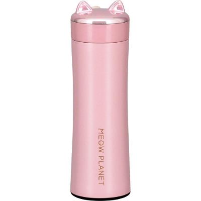 Meow Garrafa Térmica 21X6X6Cm 280Ml Inox Rosa Parede Dupla