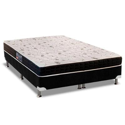 Cama Box King: Colchão Anatômico Anjos D28/Ag65 Pantanal Thierry + Base Crc Suede Black(193X203)