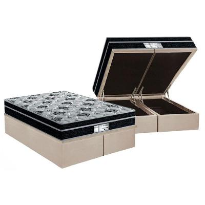 Cama Box Baú Queen: Colchão Molas Probel Prolastic Prodormir Born + Base Crc Suede Clean(158X198)
