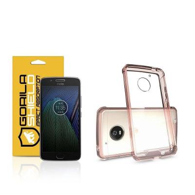 Kit Capa Ultra Slim Air Rosa E Película De Vidro Dupla Para Motorola Moto G5 Plus - Gorila Shield
