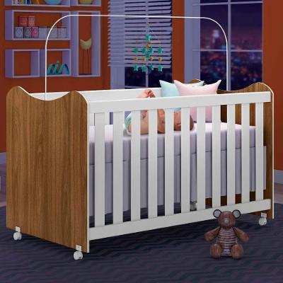 Berço Americano Mini Cama Cristal Nature Com Branco - Peternella Móveis
