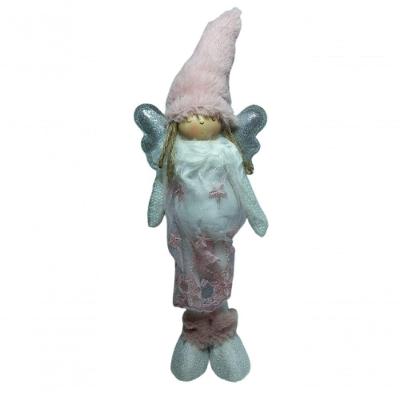 Boneca Em Pé Rosa Com Asas Prata 40 Cm - Bt1844
