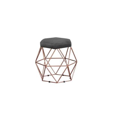 Puff Decorativo Onix Com Armação Bronze Em Tecido Veludo