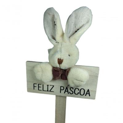 Placa Decorativa Feliz Páscoa Com Coelho Em Tecido